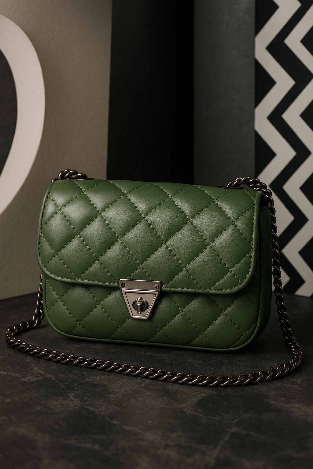 Rivaara Luxe Quilted Elegance Sling Bag – Green