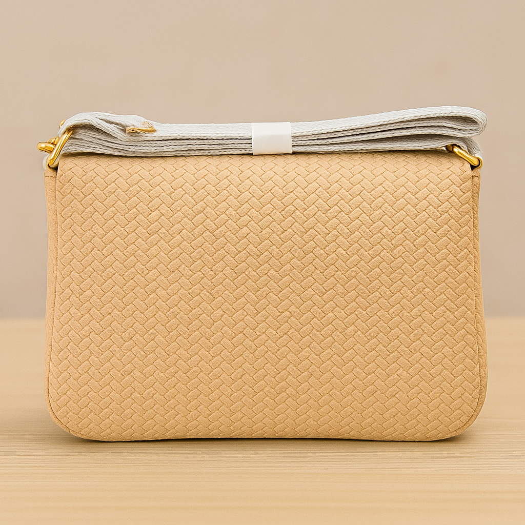 Neutral Beige Crossbody Bag – Gold Accent | Everyday Chic Handbag