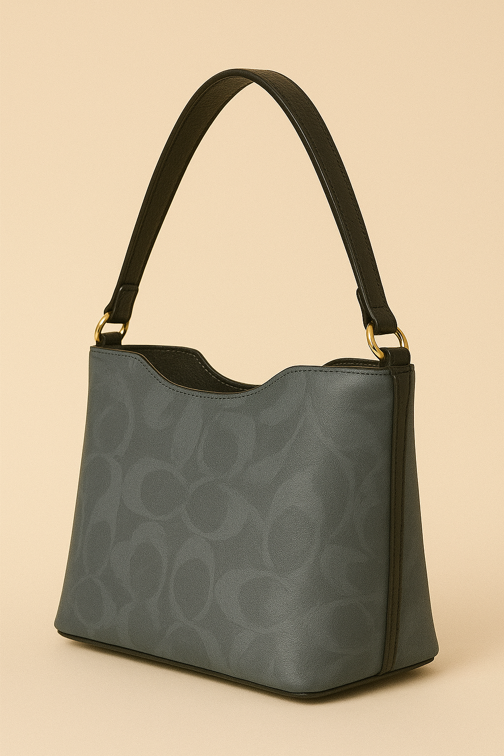 Trendy Black Tote Bag for Women – PU Leather Shoulder Bag with Metal Ring Design