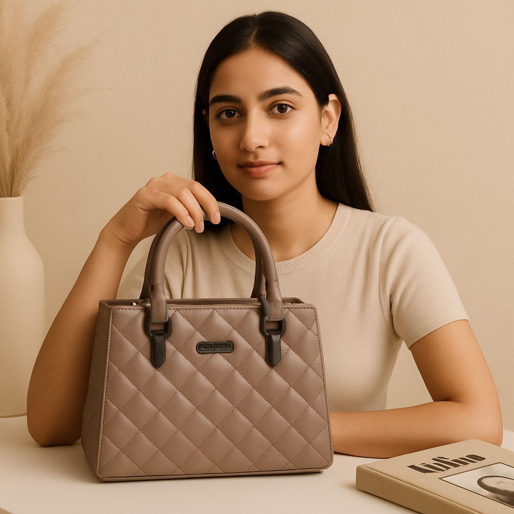 Quilted Leather Tote Bag for Women - Stylish Handbag with Dual Handles