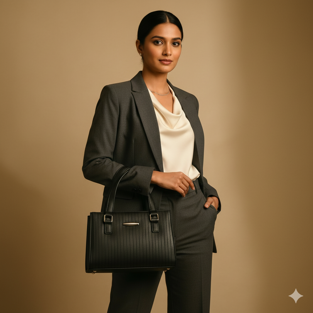 Elara Textura Classic Black Tote HandBag for Women-Premium PU Leather Elegant Handbag