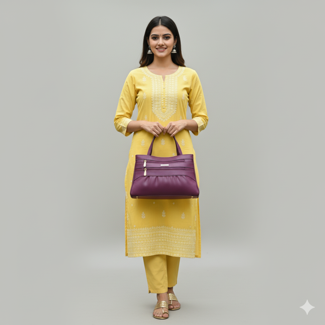 Blush Structured Tote Purple Handbag For Women