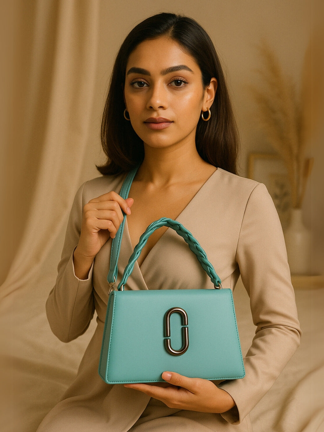 Trendy Light Green Leather Handbag for Women - Elegant & Modern Design