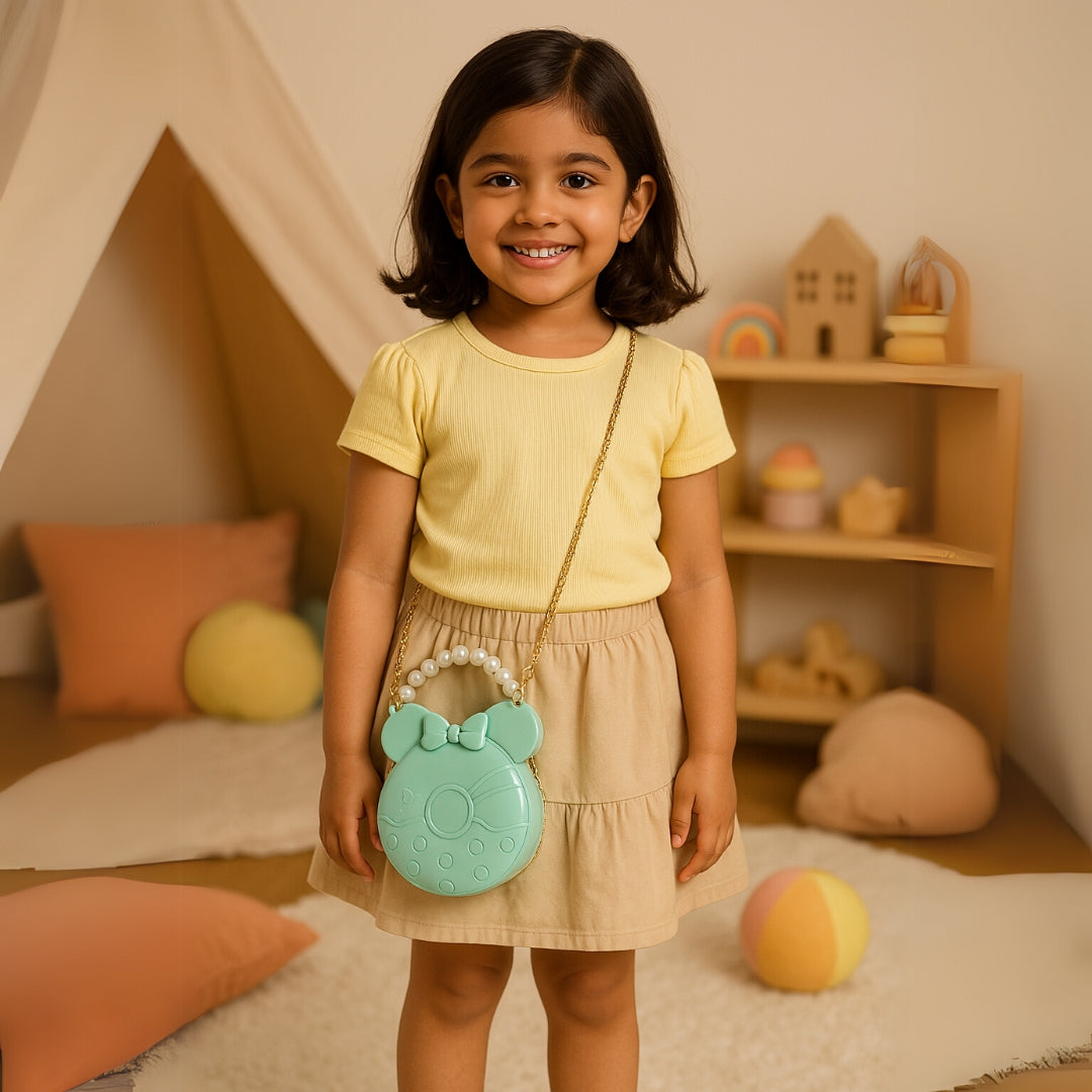 Glossy Green Minnie Mouse Handbag for Girls
